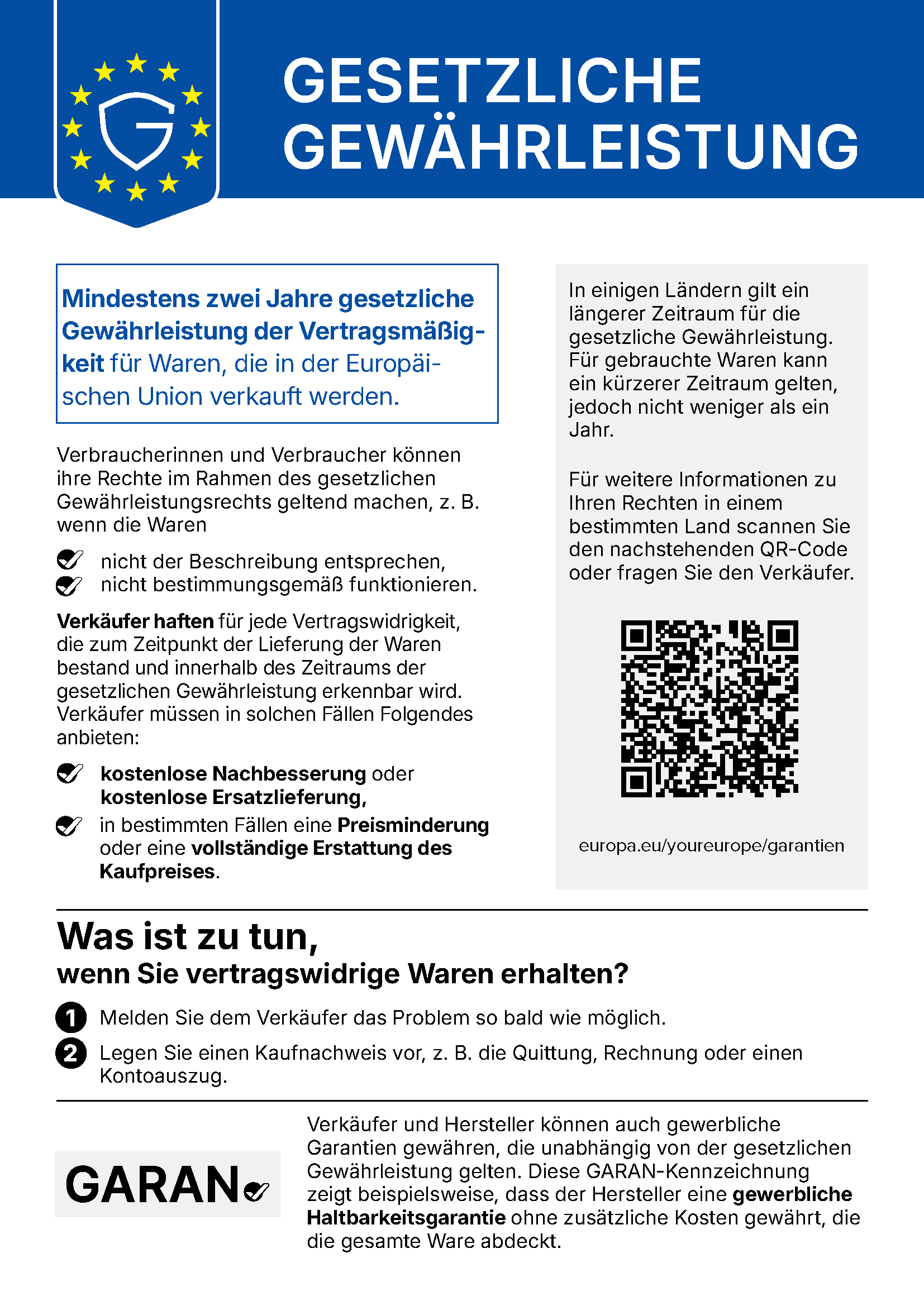 Offizielle EU-Mitteilung über das gesetzliche Gewährleistungsrecht