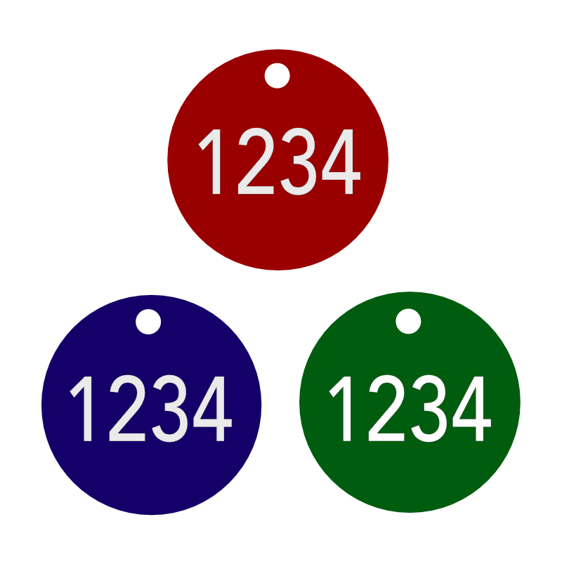 Baummarken, Baumplaketten, ø 35 mm, Stärke 1 mm, Aluminium eloxiert, Laserbeschriftung,