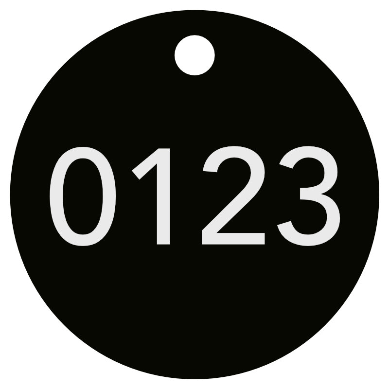 Baumplakette, Baumschild, ø 50 mm, Stärke 1 mm, Aluminium matt eloxiert, fortl. Nummeriert, Laserbeschriftung Baumplakette, Baumschild, ø 50 mm, Stärke 1 mm, Aluminium matt eloxiert, fortl. Nummeriert, Laserbeschriftung