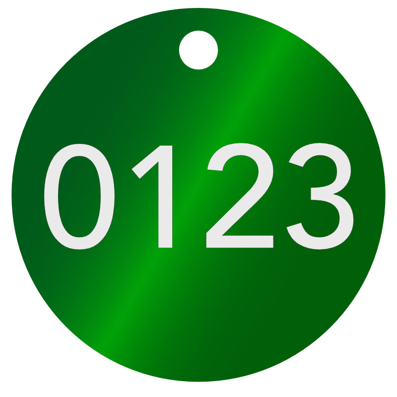 Baumplakette, Baumschild, ø 50 mm, Stärke 1 mm, Aluminium matt eloxiert, fortl. Nummeriert, Laserbeschriftung Baumplakette, Baumschild, ø 50 mm, Stärke 1 mm, Aluminium matt eloxiert, fortl. Nummeriert, Laserbeschriftung