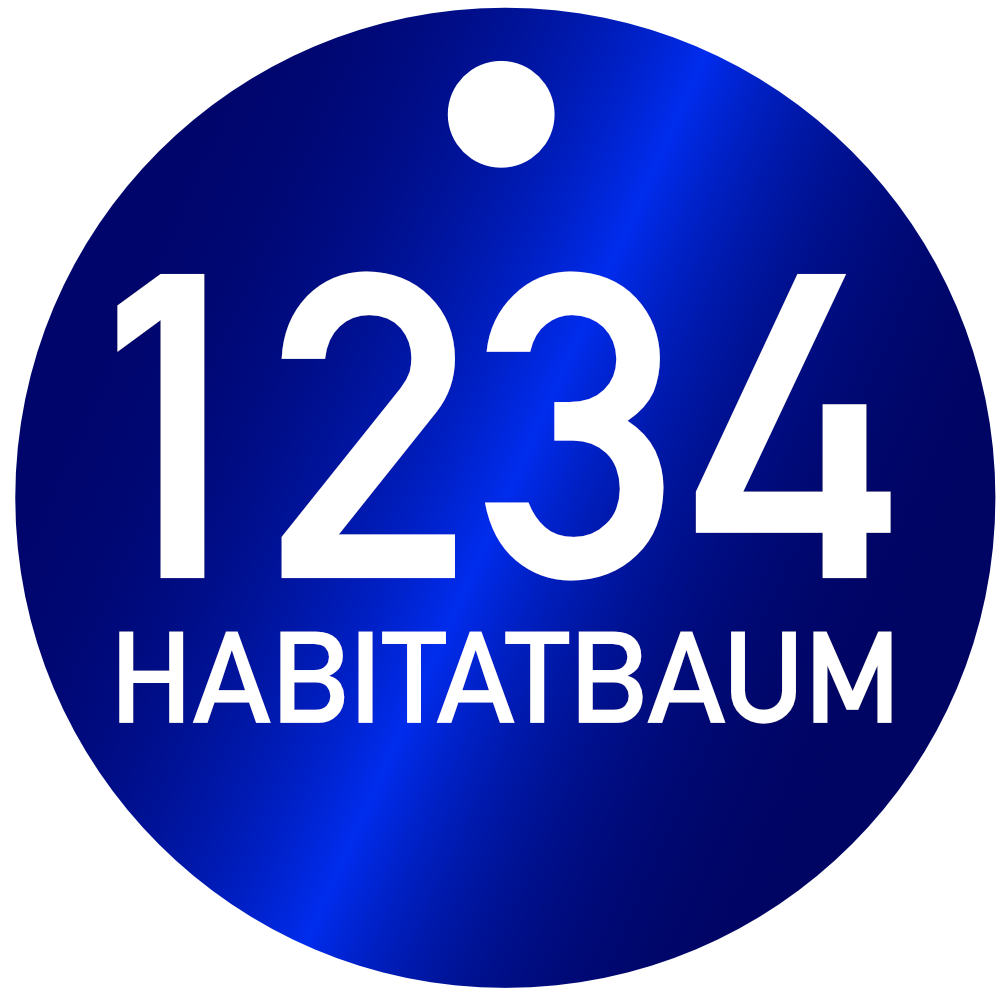 Habitatbaum, Baumplakette, Plakette 40mm, 2-zeilig, blau