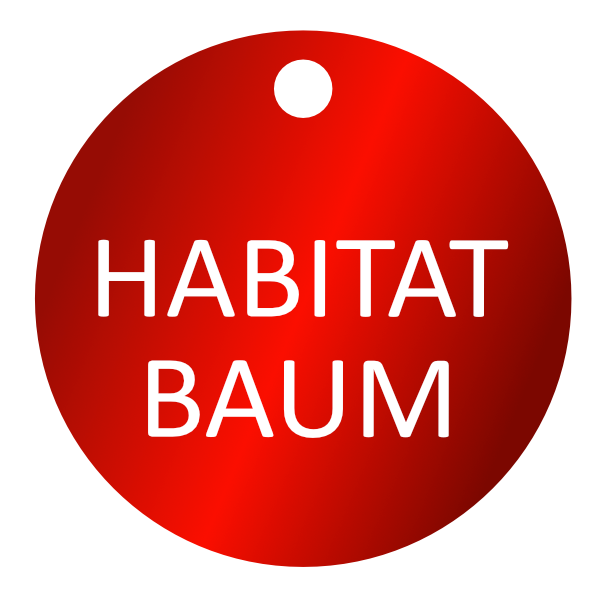 Habitatbaum Plakette, Baummarke, Baumschild, ø 50 mm, Stärke 1 mm, Aluminium rot eloxiert, Laserbeschriftung