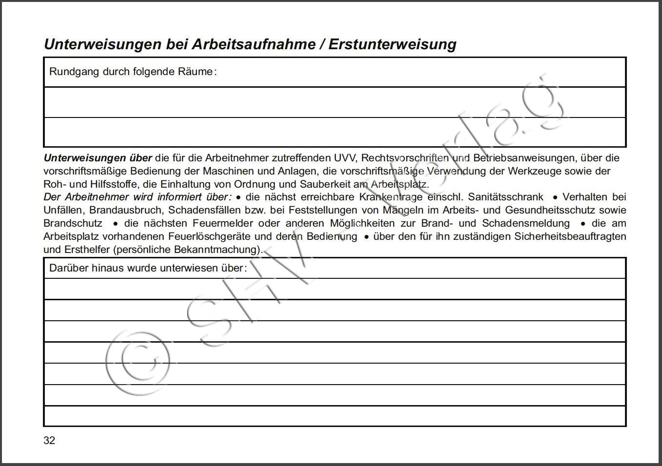 Unterweisungsbuch für die Unfallschutzbelehrung Arbeitsschutz 3